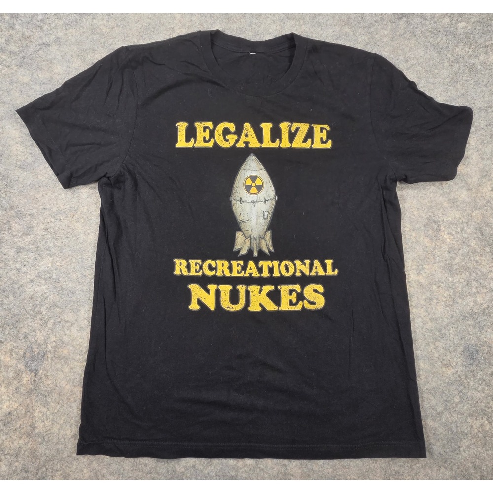 Legalize Recreational Nukes Graphic T-Shirt Black Short Sleeve Mens Size L